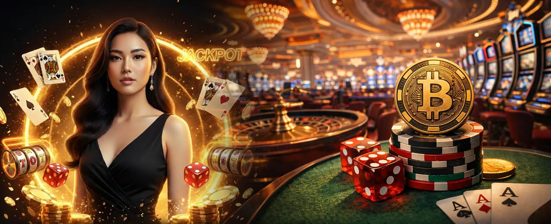Winph Poker table with golden chips and cards, reflecting the online casino experience